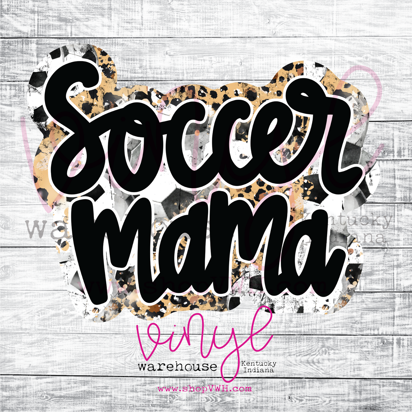 Printed Adhesive Decal - Soccer Mama (Leopard)