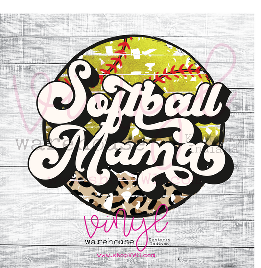 Softball Mama (Retro) - Heat Transfer Print