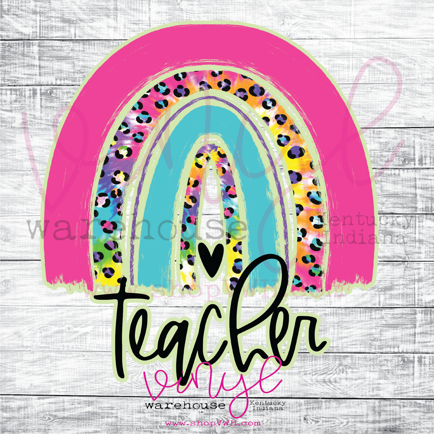 Teacher Rainbow (Tie Dye & Leopard) - Heat Transfer Print