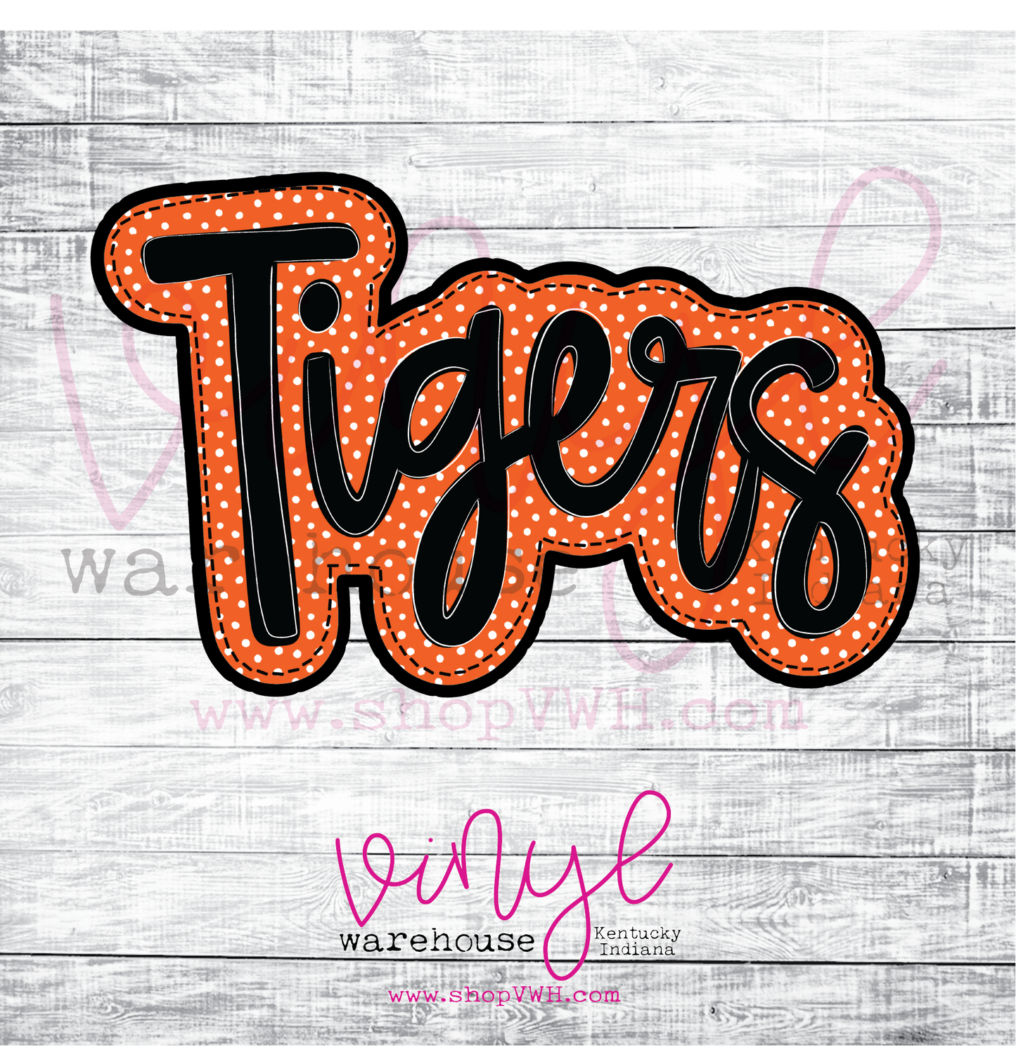 Printed Adhesive Decal - Tigers (Black & Orange/White Polka Dot)