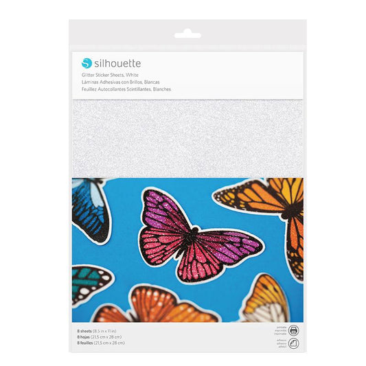 Silhouette Sticker Sheets - White Glitter