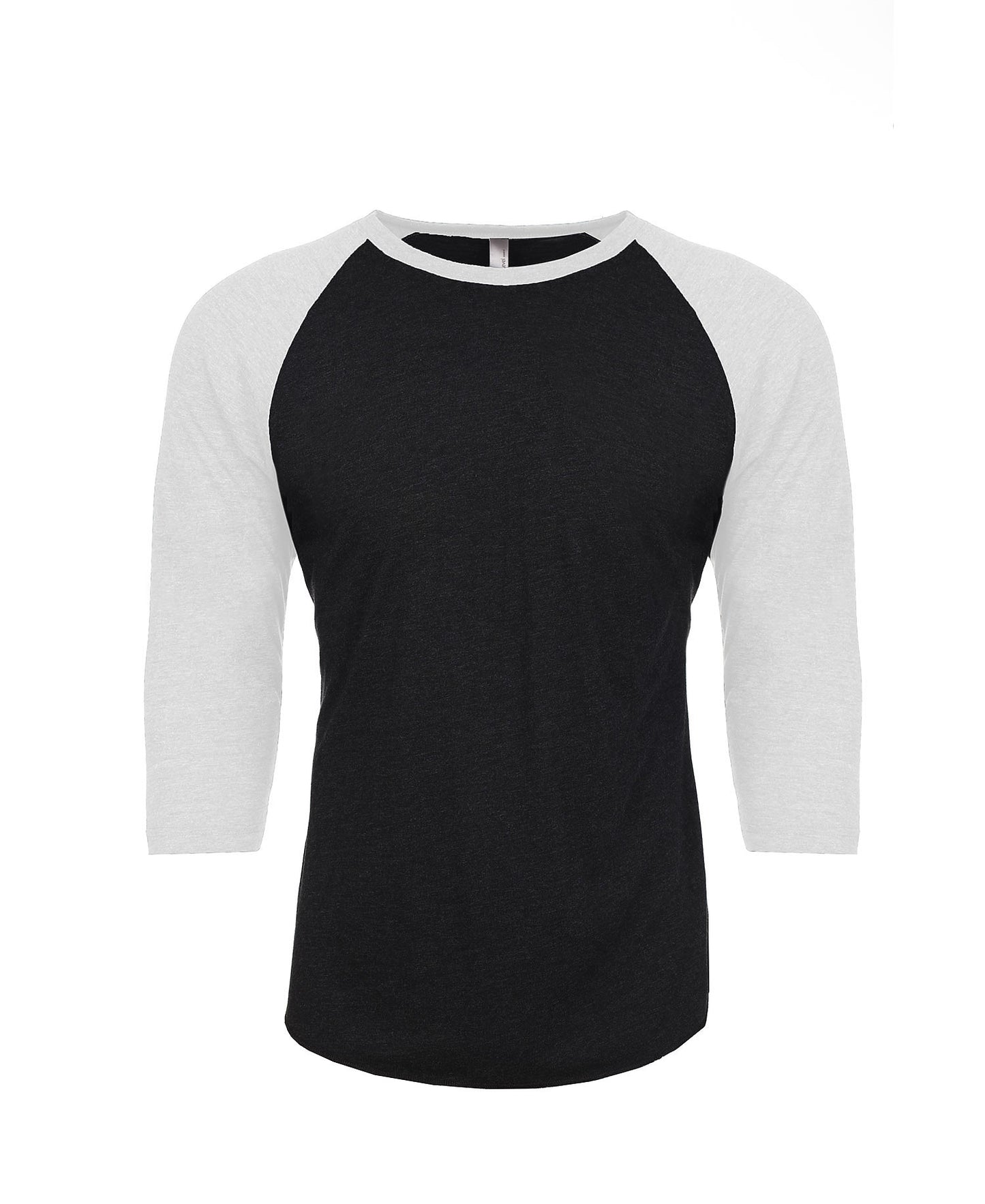 Next Level Raglan - Heather White Sleeve / Vintage Black Body