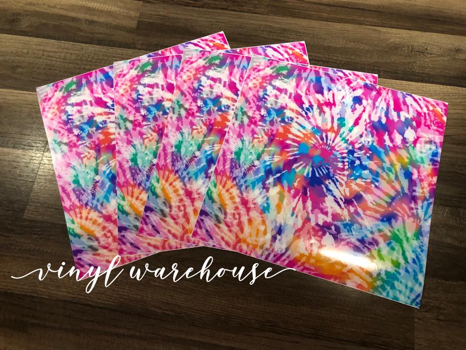 Tie Dye w/ White - (pinks & purple) Printed Adhesive